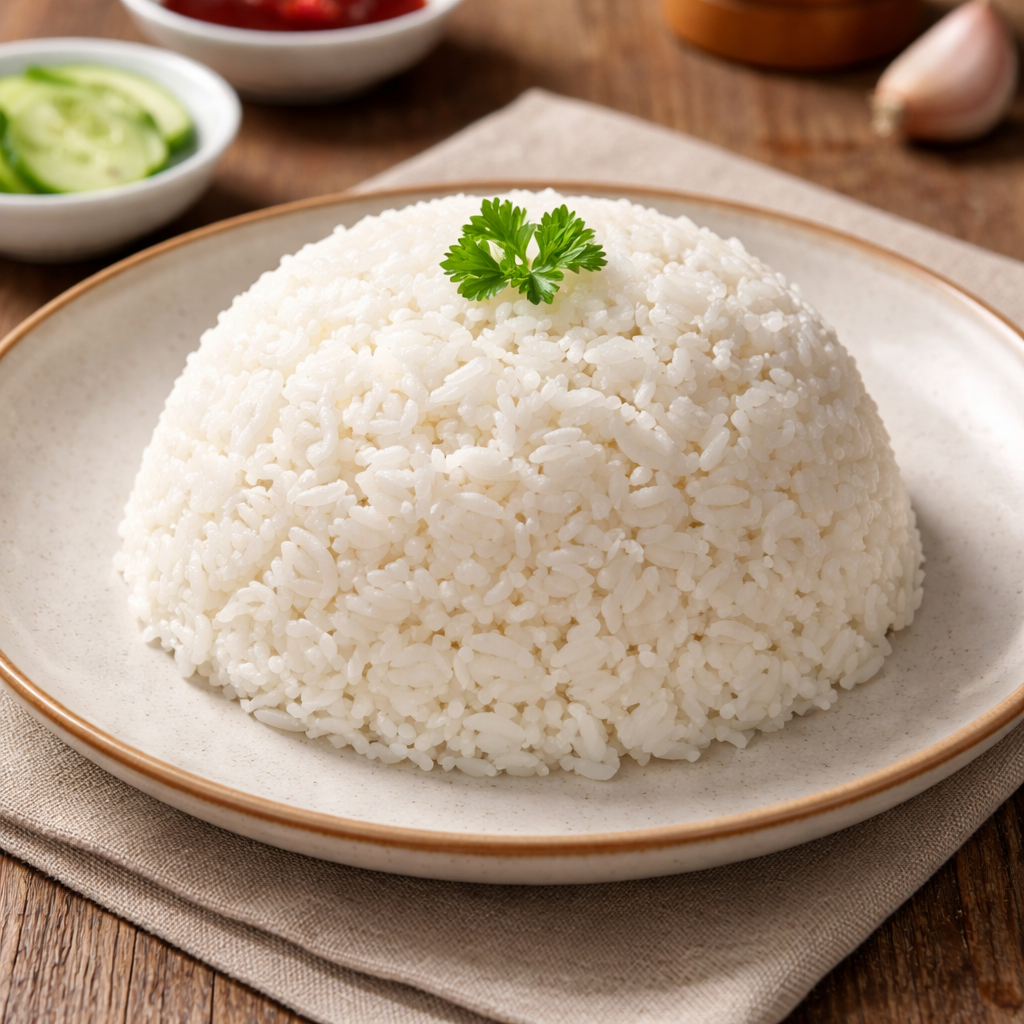 Nasi putih pulen hangat